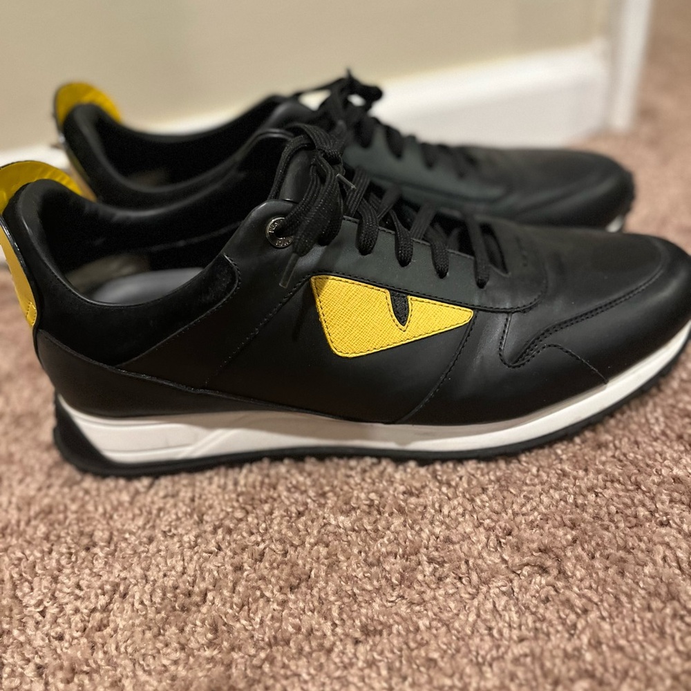 Fendi Black and Yellow Monster Eye Sneakers